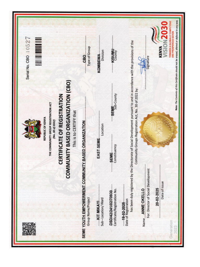 Cbo Certificate | PDF
