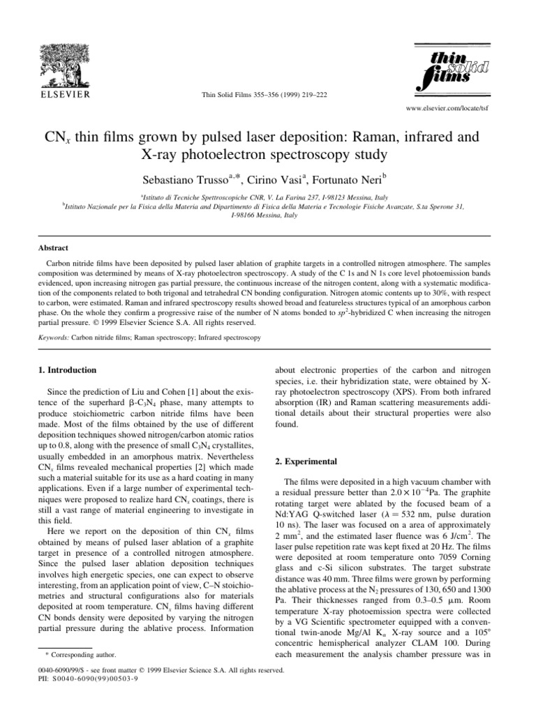 CNX Thin Films Grown by Pulsed Laser Deposition | PDF | X Ray ...