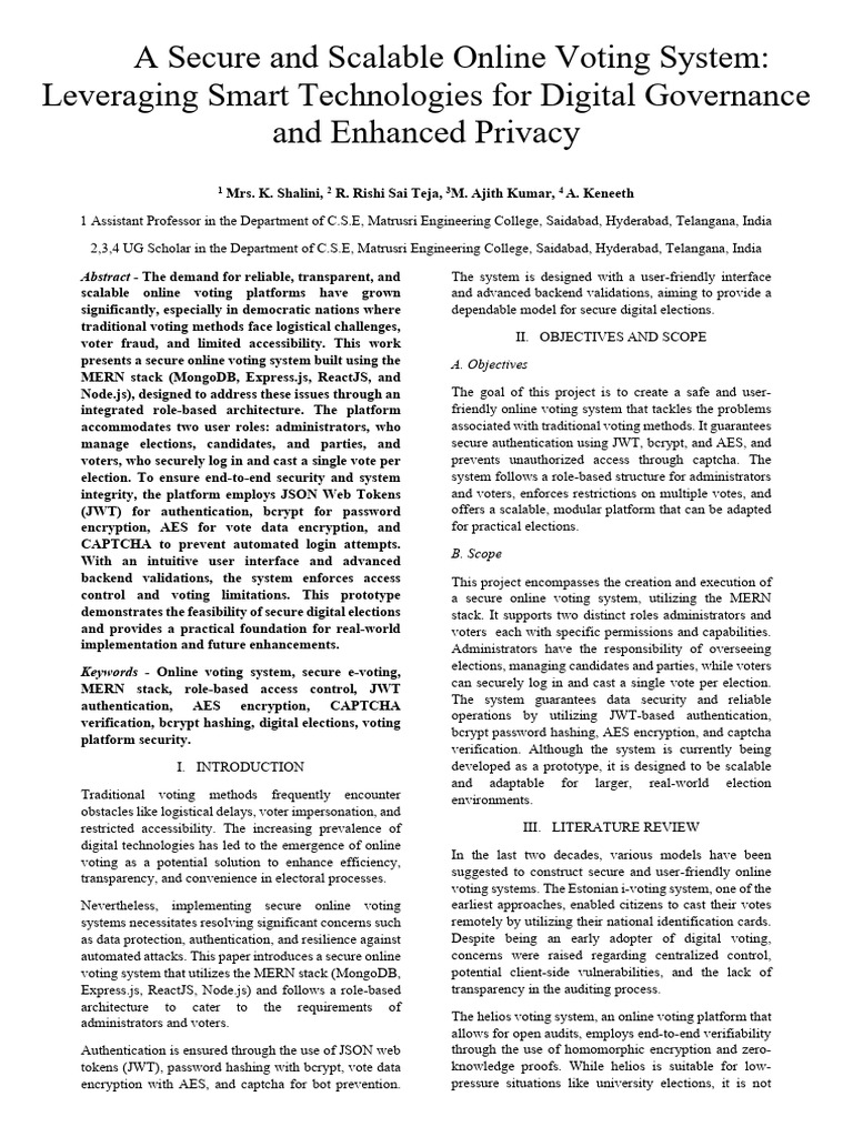 Research Paper On A Secure and Scalable Online Voting System - Draft 1 ...