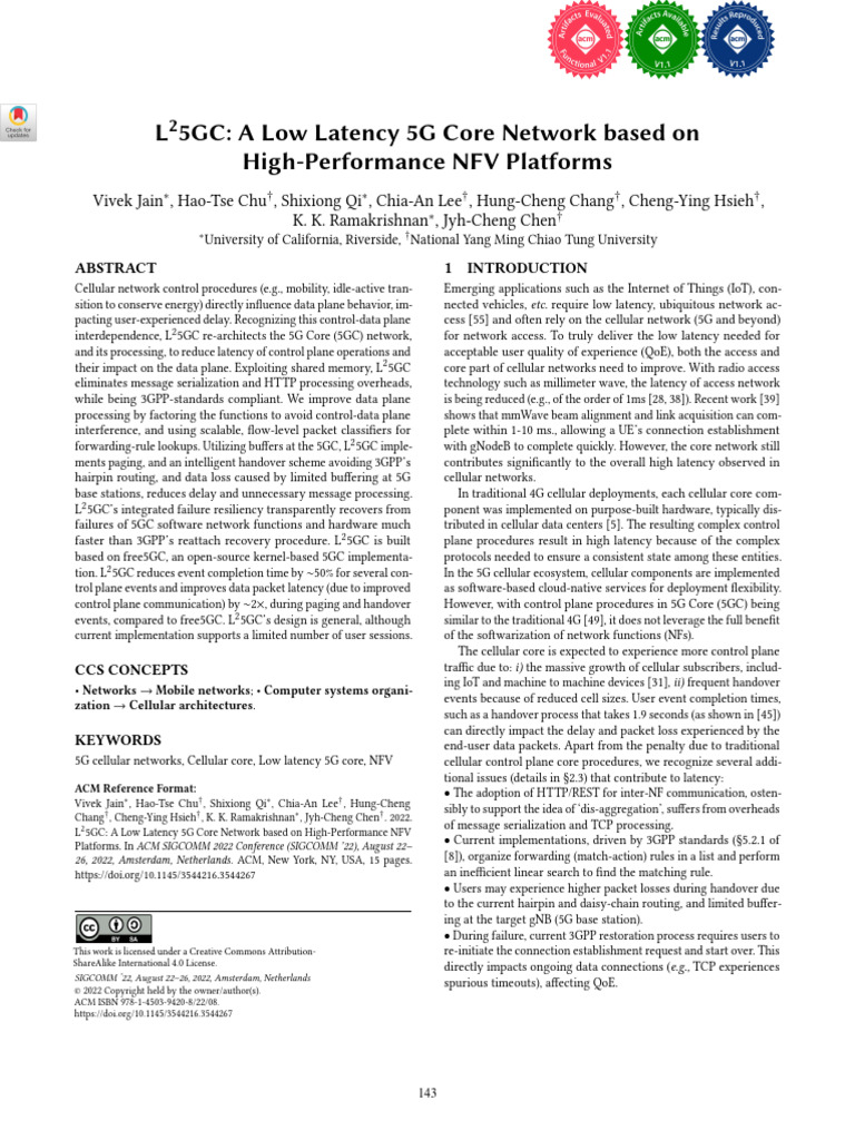 L 5GC: A Low Latency 5G Core Network Based On High-Performance NFV ...