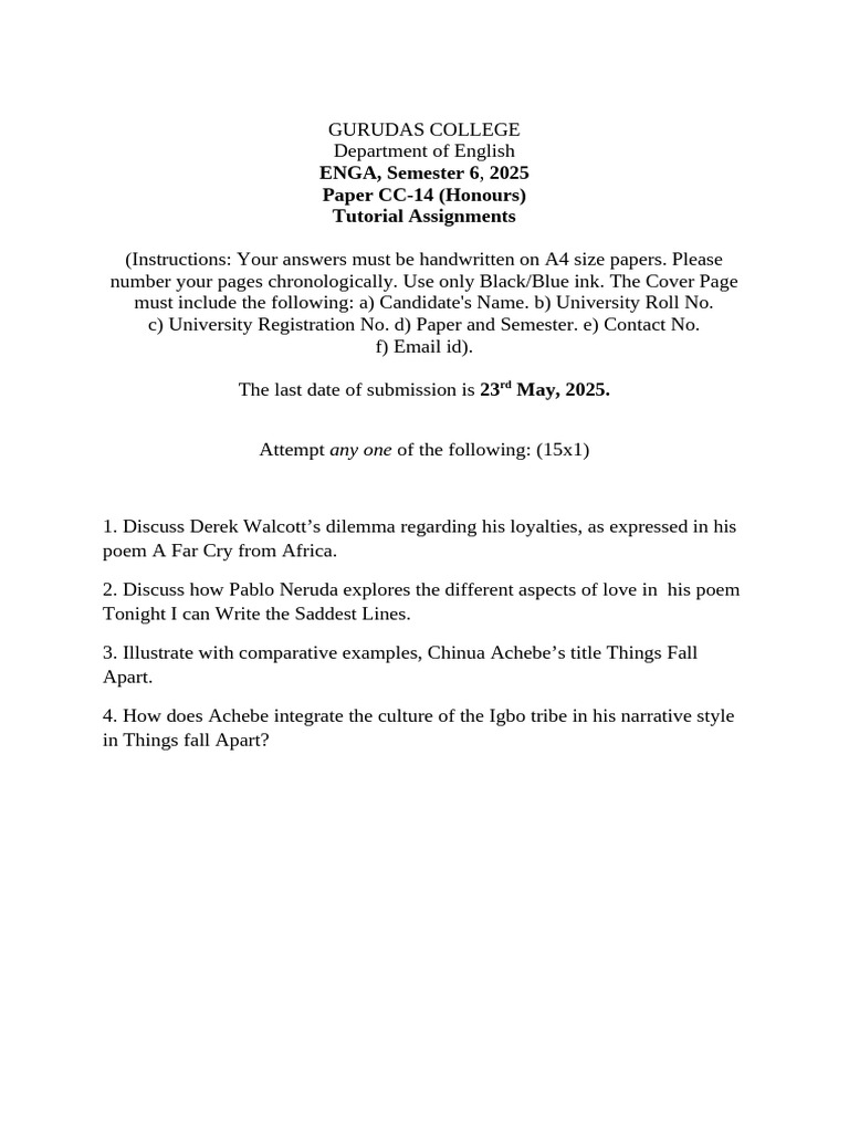 English Tutorial Assignments Guide 2025 | PDF
