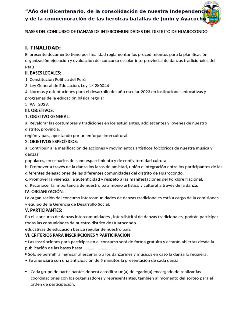 Concurso de Danzas Tradicionales 2024 | PDF | Bailes | Ritmo
