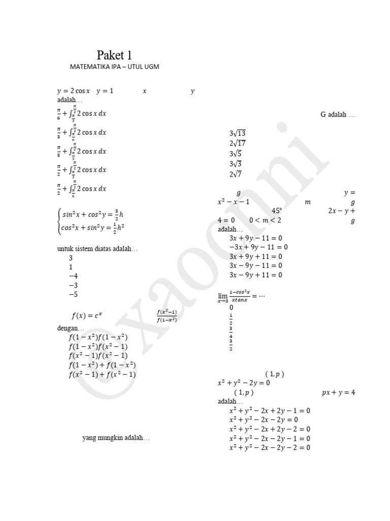 Soal Matematika UTUL UGM | PDF