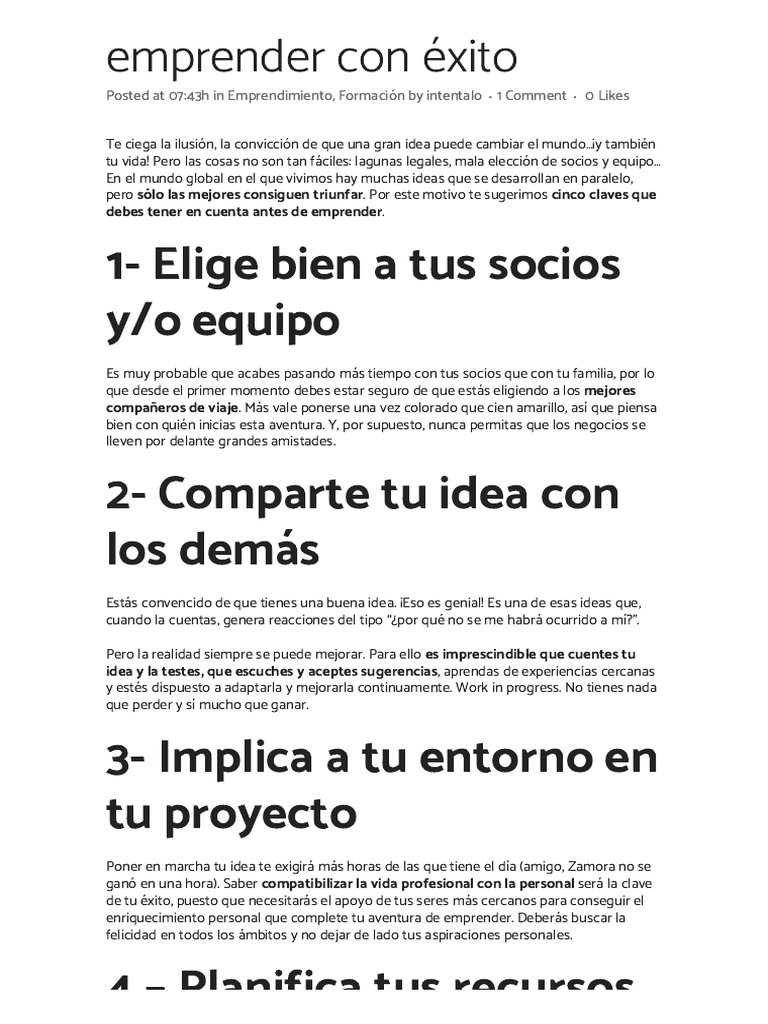 5 Claves para Emprender Con Éxito | PDF | Iniciativa empresarial