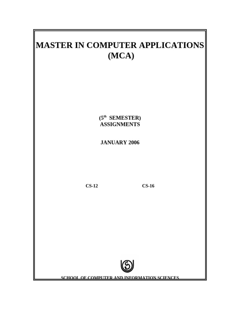 MCA 5th Semester Assignments Overview | PDF | Computing | Computer ...