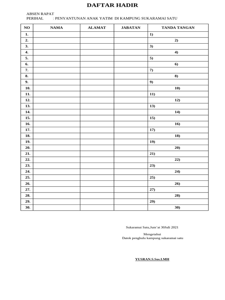 Daftar Hadir | PDF