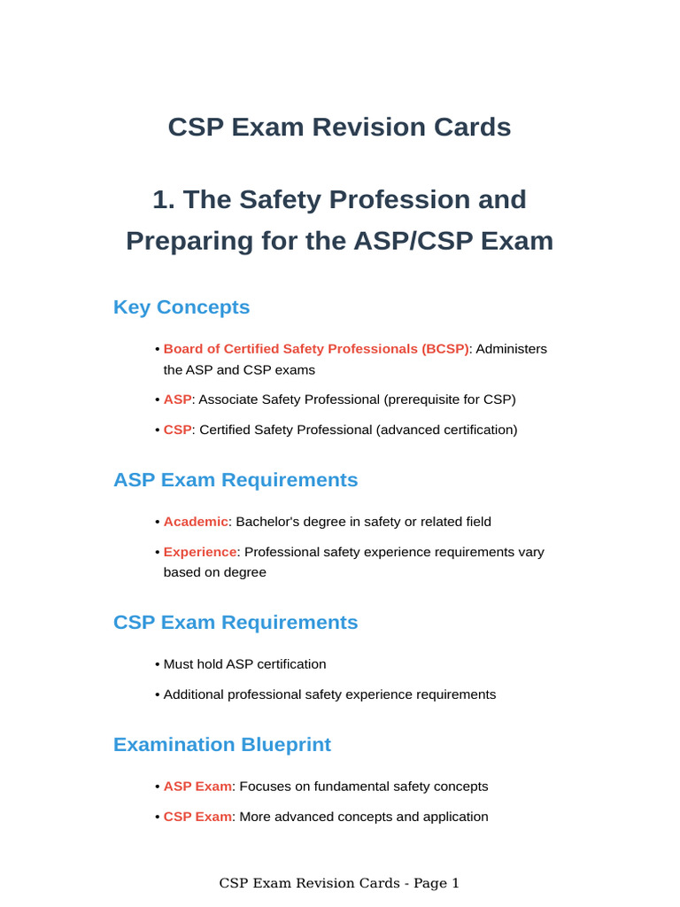 CSP Exam Revision Cards Guide | PDF | Ionizing Radiation | Fires
