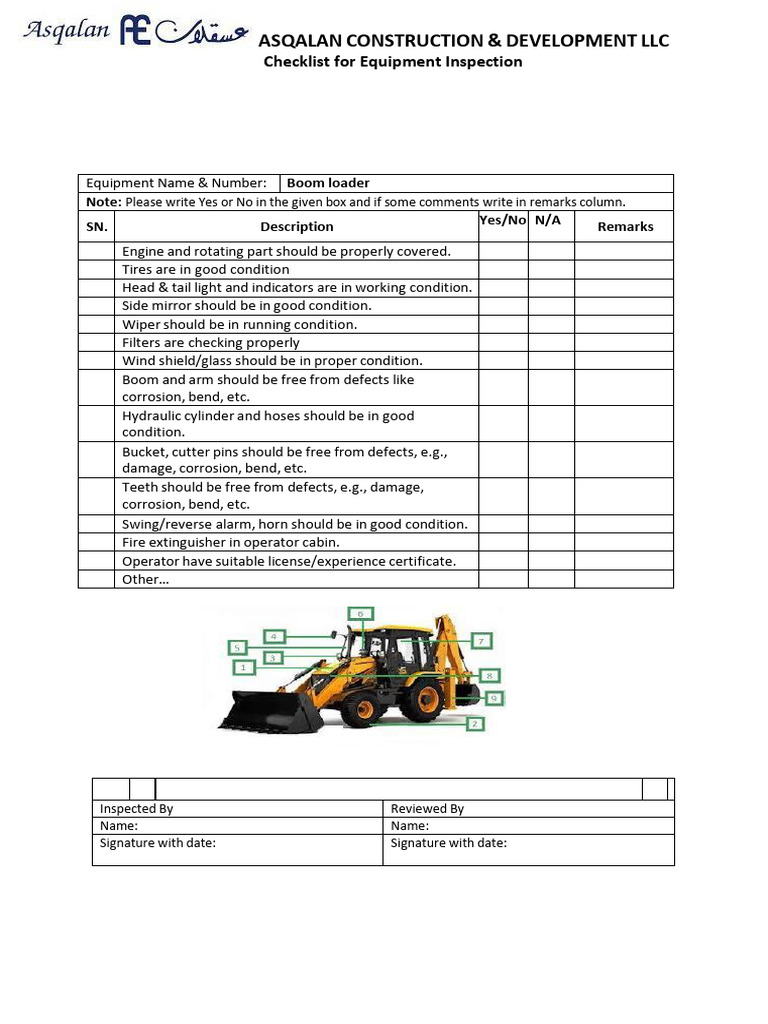 2nd Fully Checklist Form For All Equipments ??? | PDF | Crane (Machine ...