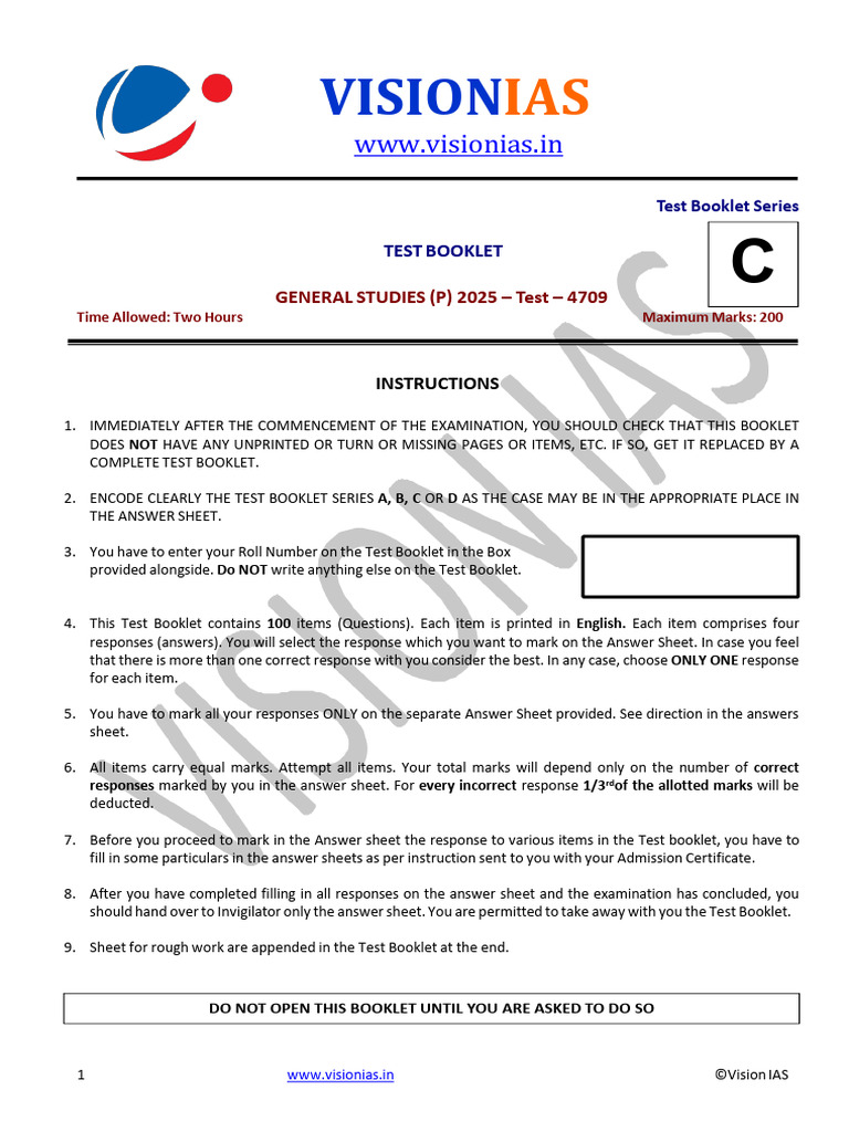 Test 09 (4709) QP - Vision Prelims Test 2025 | PDF | Justice | Crime ...