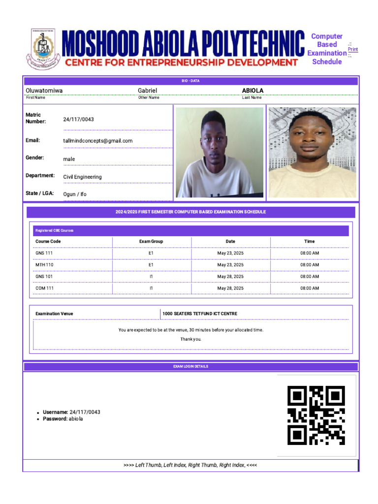 Examination Schedule - MAPOLY - EED Examination 2024 - 2025 Academic ...