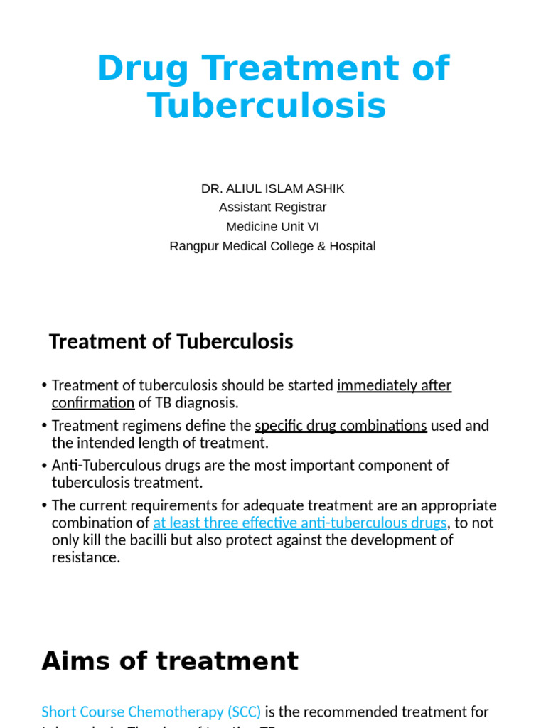 Drug Treatment of Tuberculosis-1 | PDF | Tuberculosis | Mycobacterium ...