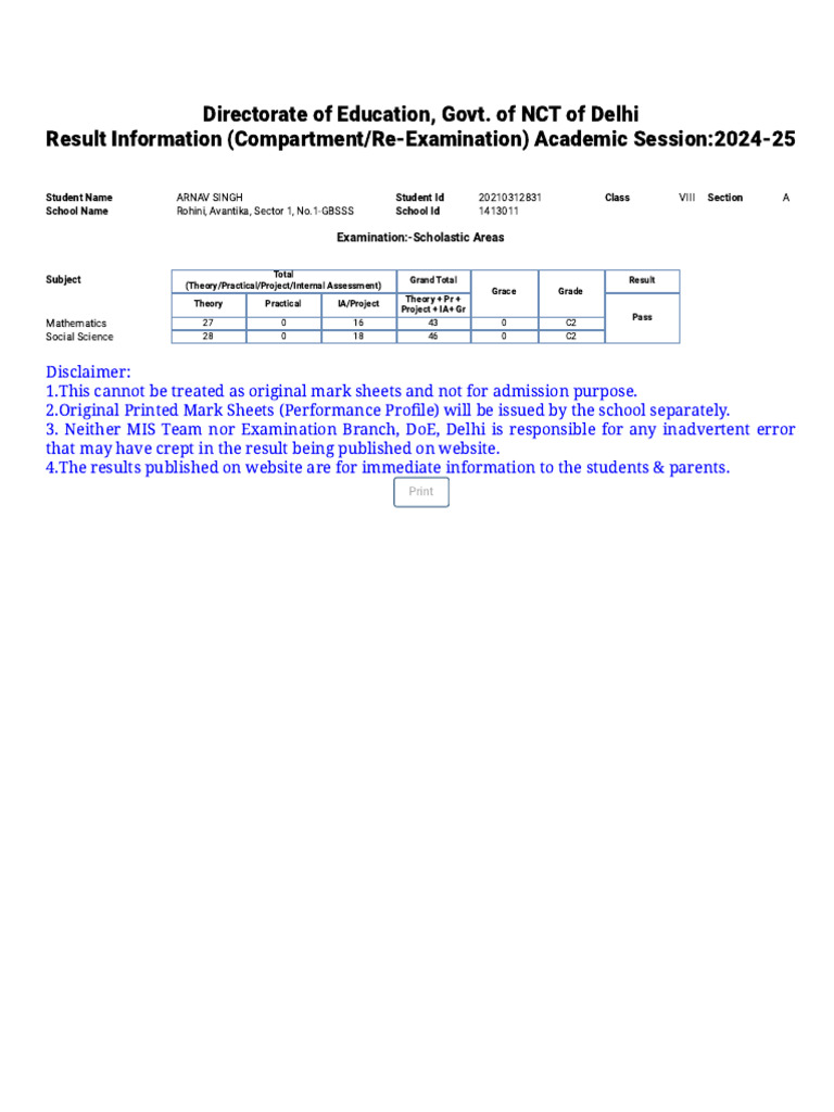 Edustud - Nic.in Result FrmPubliclevelResult 23 24 Reexam - Aspx Id ...