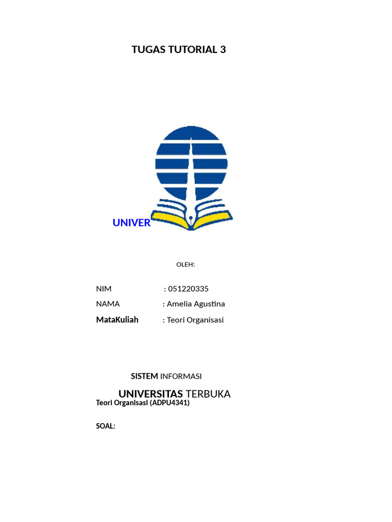 TUGAS TUTORIAL 3 Teori Organisasi | PDF