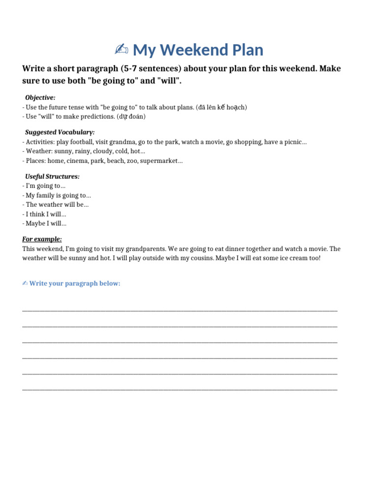 Weekend Plans Writing Guide | PDF