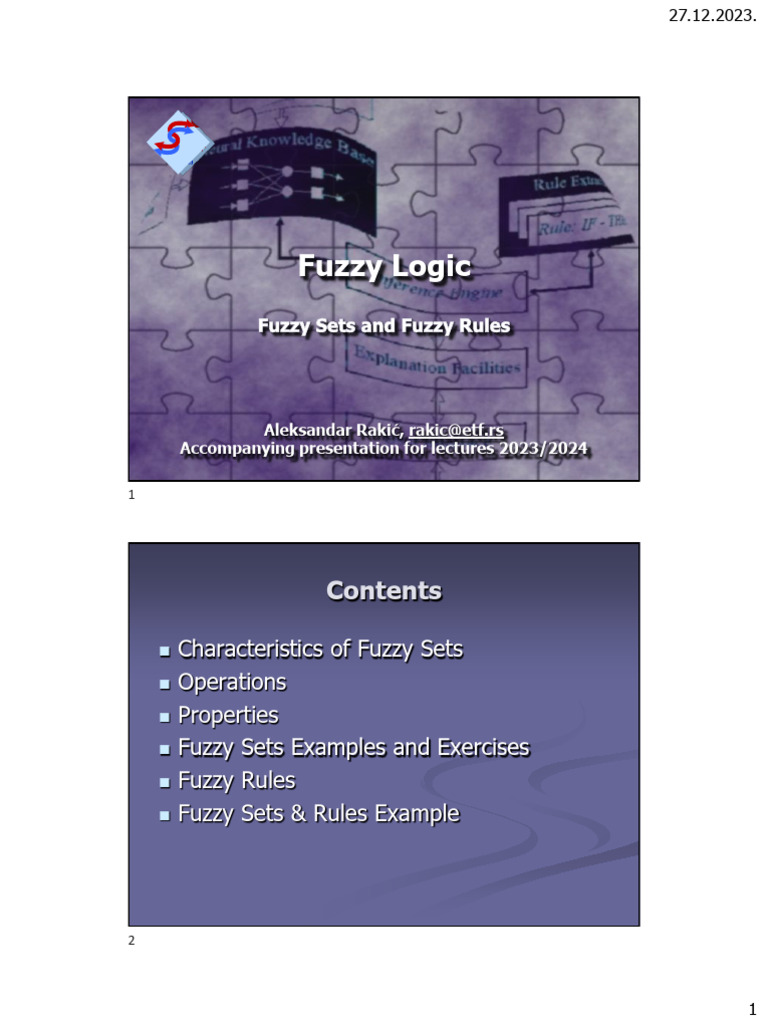 Fuzzy Logic: Sets, Operations, and Rules | PDF | Fuzzy Logic | Logic