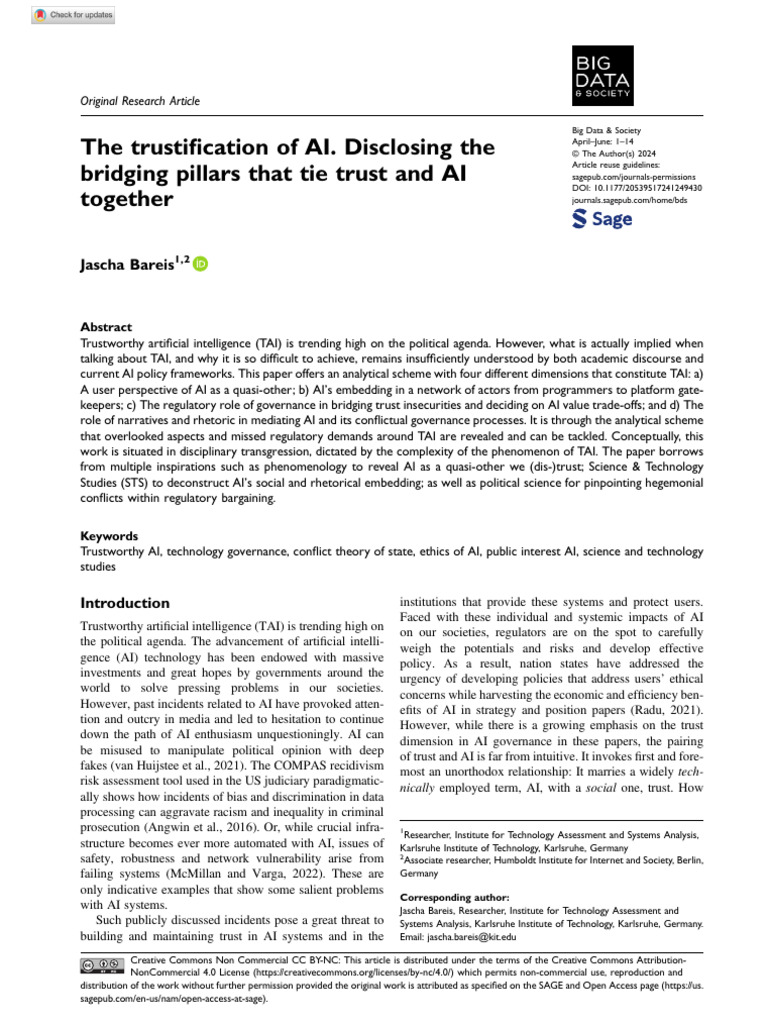 The Trustification of AI Disclosing The Bridging Pillars That Tie Trust ...