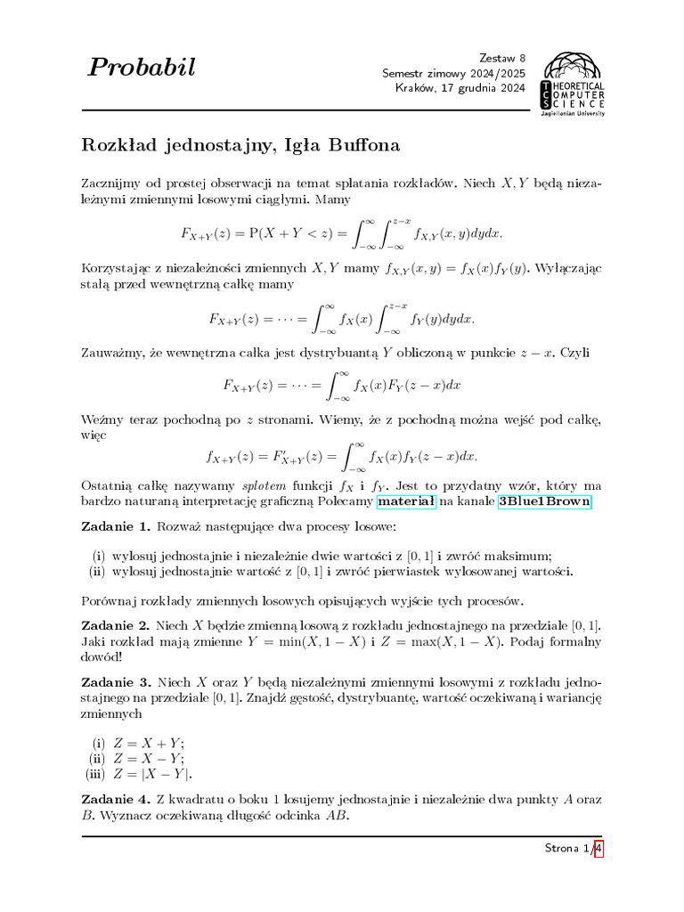 Probabil Cwiczenia 08 | PDF