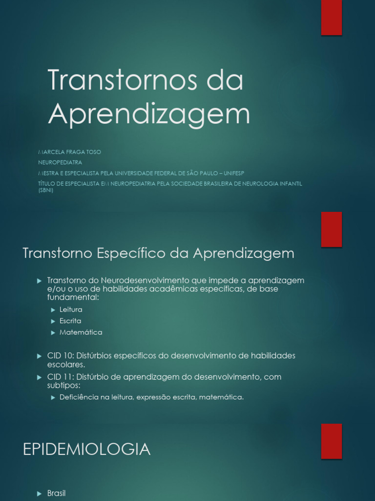Dificuldades de Aprendizagem e CID | PDF | Dislexia | Distúrbio mental