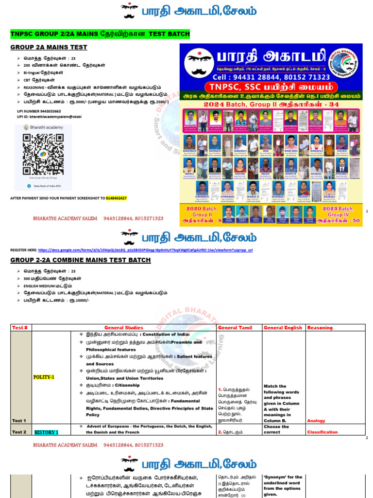 TNPSC Group 2 - 2a Study Planner - Test Batch Digital Bharathi | PDF