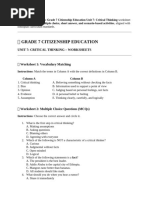 Mathematics Grade 7 Work Sheet of Circle With Key Answers | PDF ...