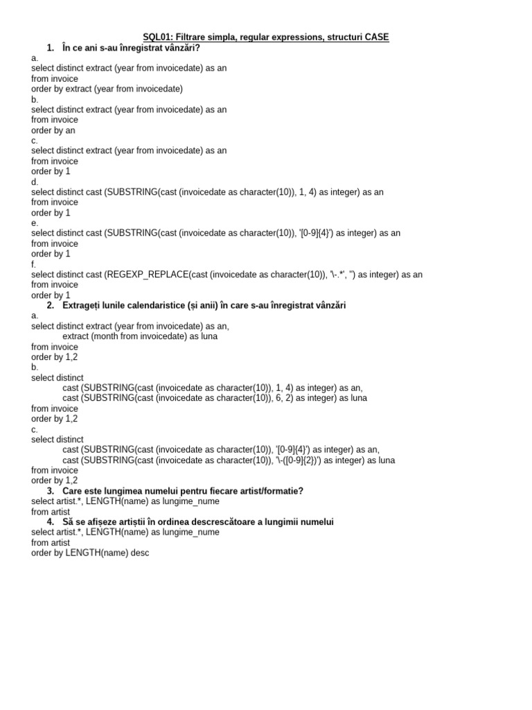 SQL Queries for Music Data Analysis | PDF | Performing Arts | Albums