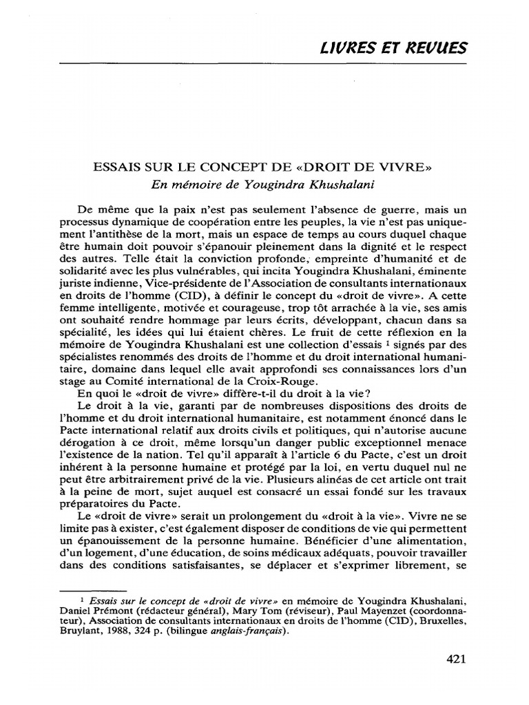 Essais sur le «droit de vivre» humain | PDF | Justice | Crime et violence