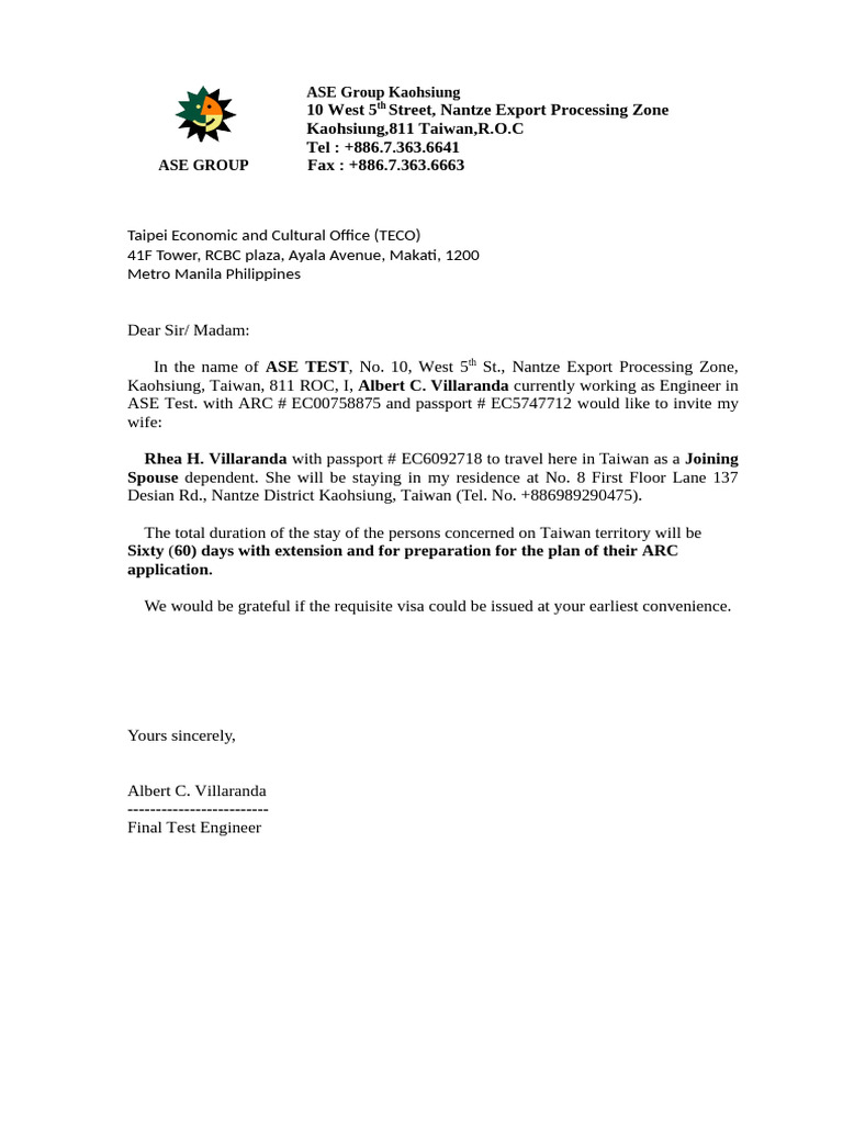 Invitation Letter Albert Security C | PDF