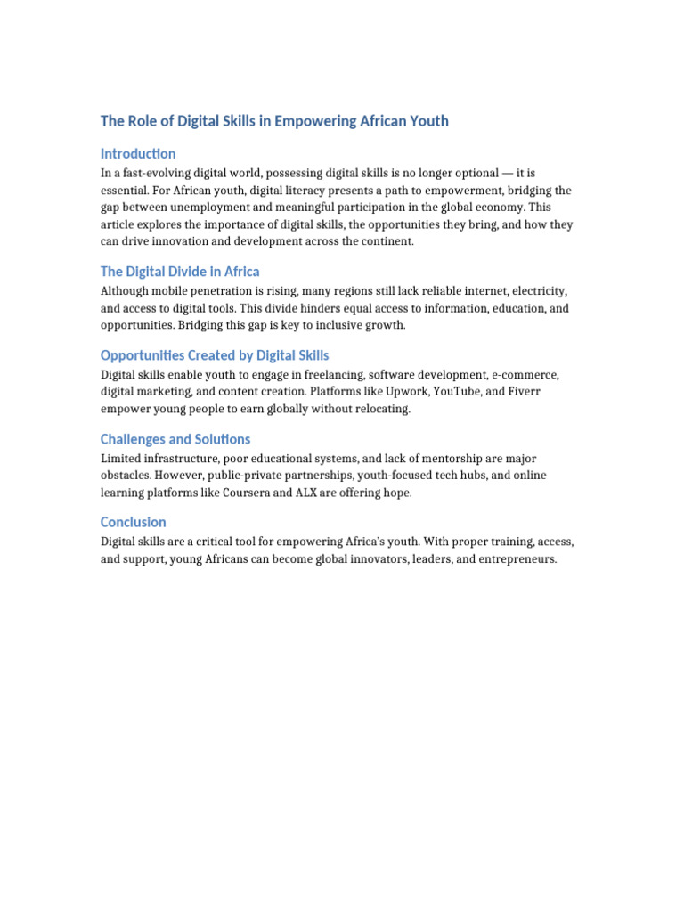 Empowering African Youth with Digital Skills | PDF