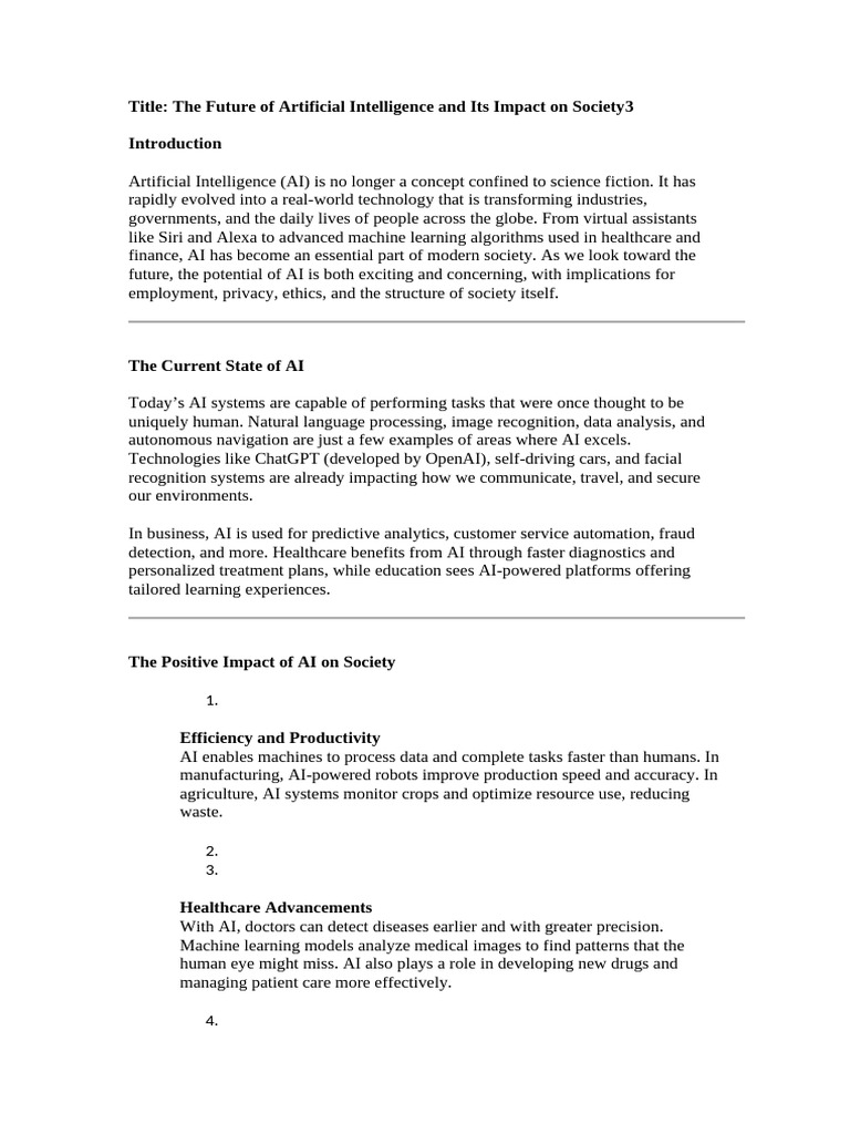 AI's Future Impact on Society | PDF | Artificial Intelligence ...