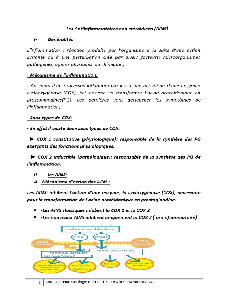 Mécanismes des AINS et Corticoïdes | PDF | Anti-inflammatoire non ...