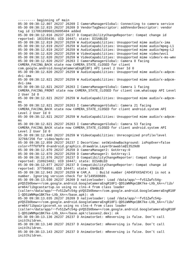 Camera Service Connection Log | PDF | Software Engineering | System ...