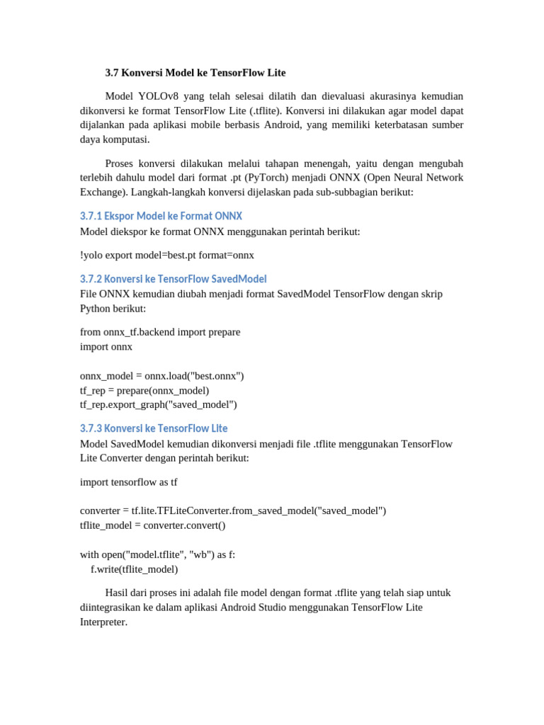 Konversi Model ke TensorFlow Lite | PDF
