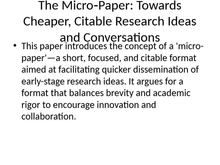 Micro Paper Concept | PDF