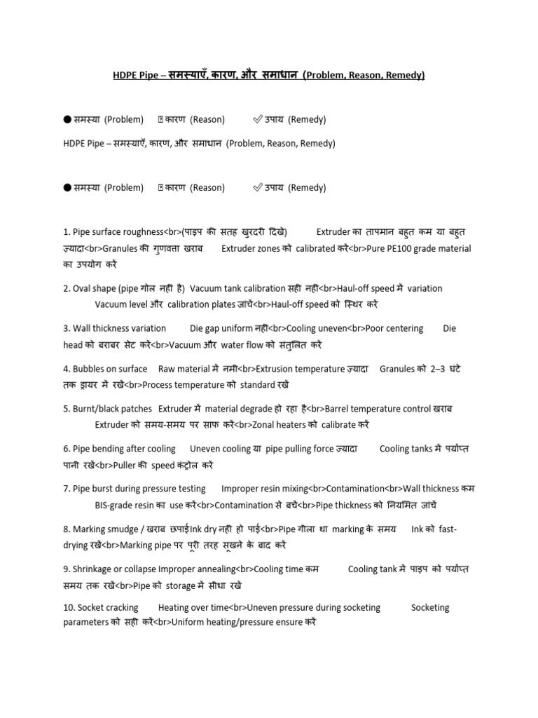 HDPE Pipes Problems and Solutions | PDF