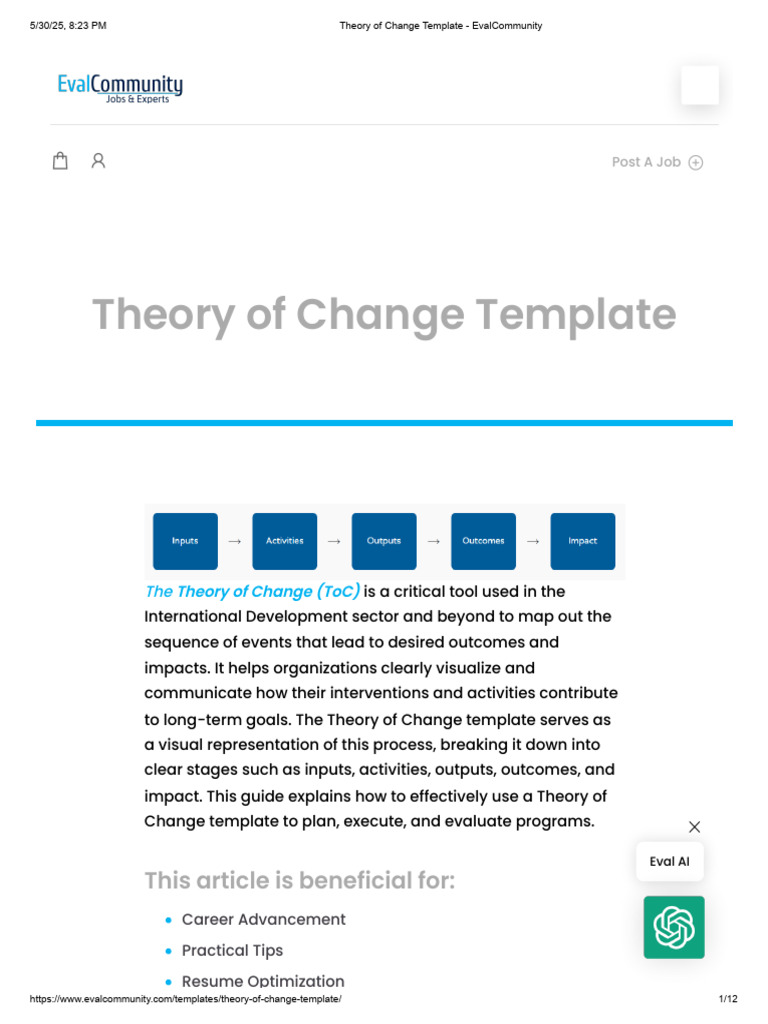 Theory of Change Template - EvalCommunitym | PDF | Artificial ...