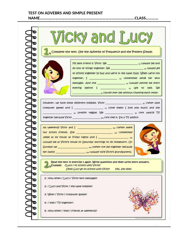 Test On Adv. and Simple Present | PDF