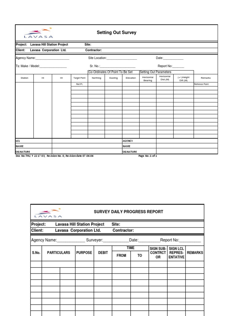2.Field Inspection FormatsSurvey Checklist Surveying Calibration