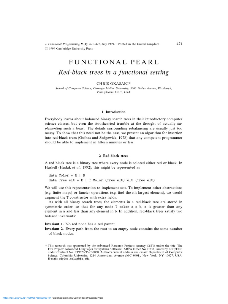 Functional Red-Black Tree Implementation | PDF | Algorithms And Data ...