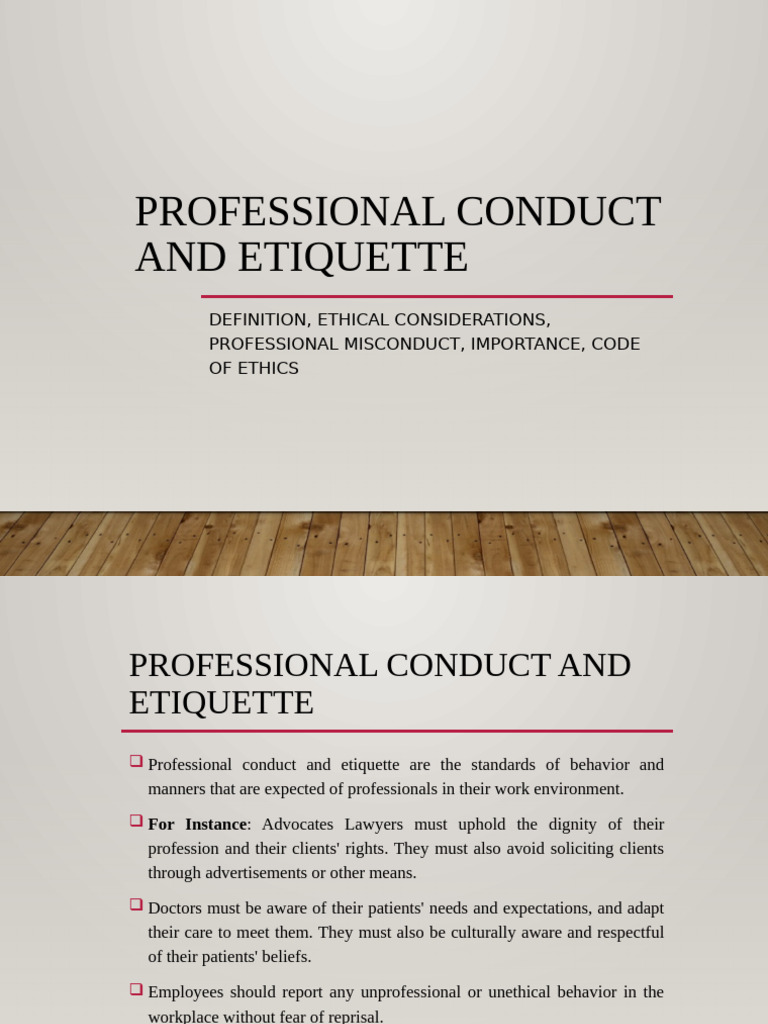 Professional Conduct and Etiquette Guide | PDF | Etiquette | Credibility