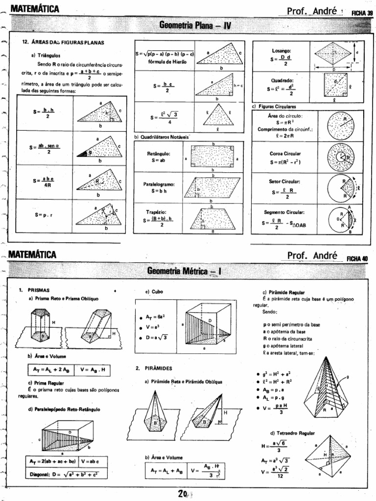 Todas As Fórmulas e Resumo Completo de Matemática - pdf-1!22!20-20 | PDF