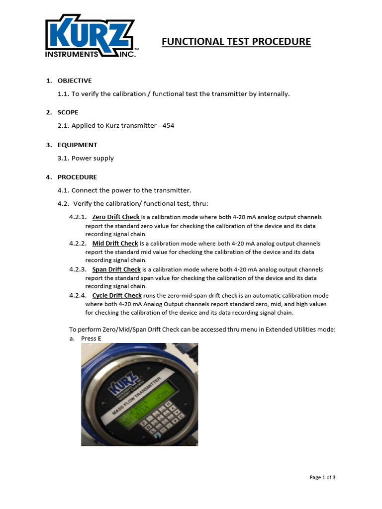 Kurz 454FTB Calibration Guide | PDF | Calibration | Telecommunications