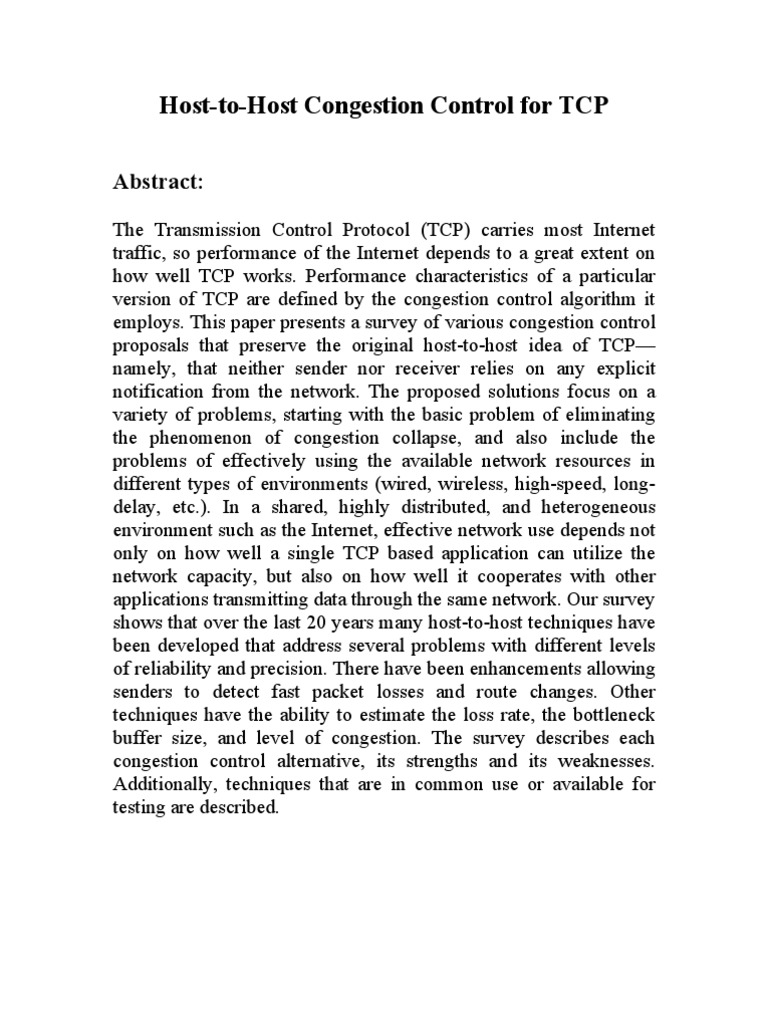 Host-to-Host TCP Congestion Control | PDF | Transmission Control ...