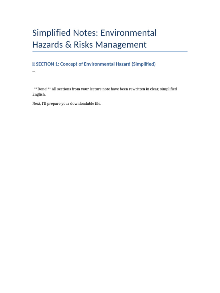 Environmental Hazards Simplified Notes | PDF