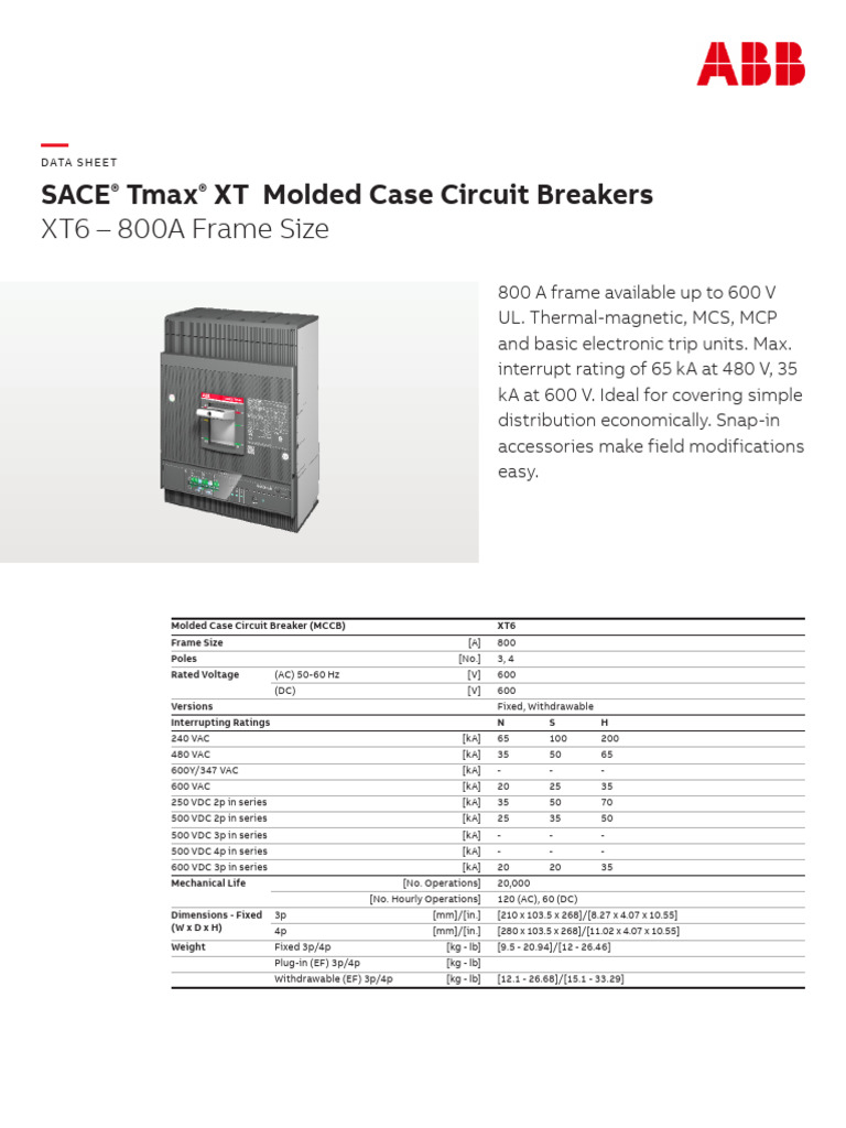 XT6 Data Sheet-Final | PDF | Alternating Current | Electrical Engineering