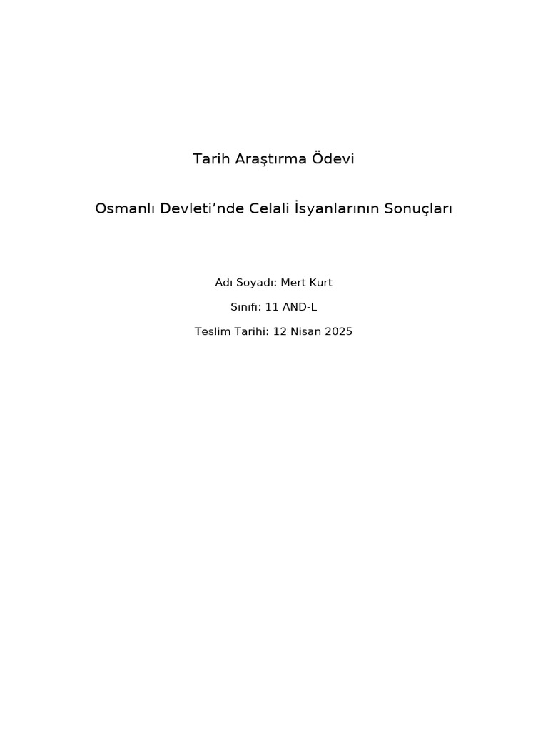 Celali Isyanlari Kapakli Odev | PDF