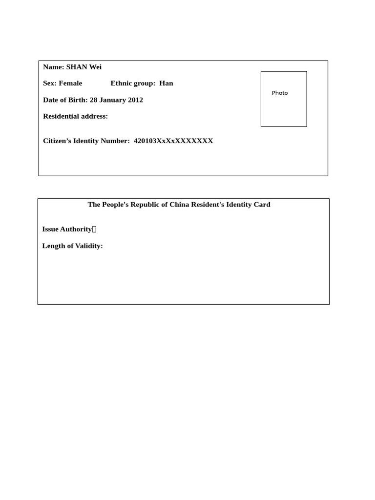 Resident Identity Card Details | PDF