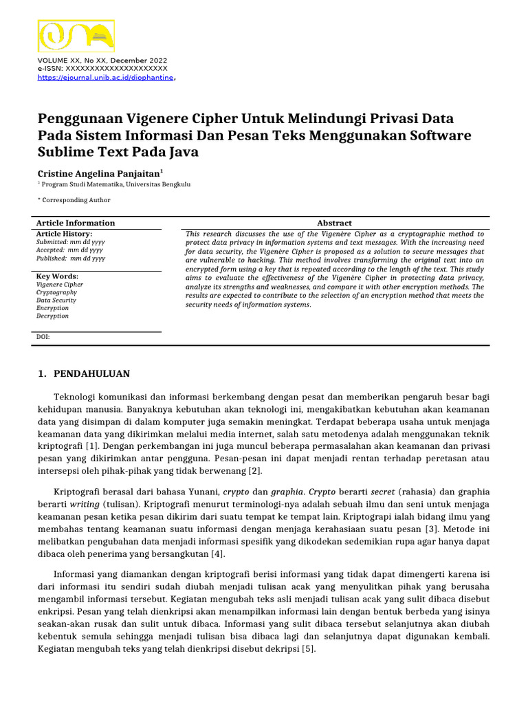 Vigenere Cipher untuk Keamanan Data | PDF