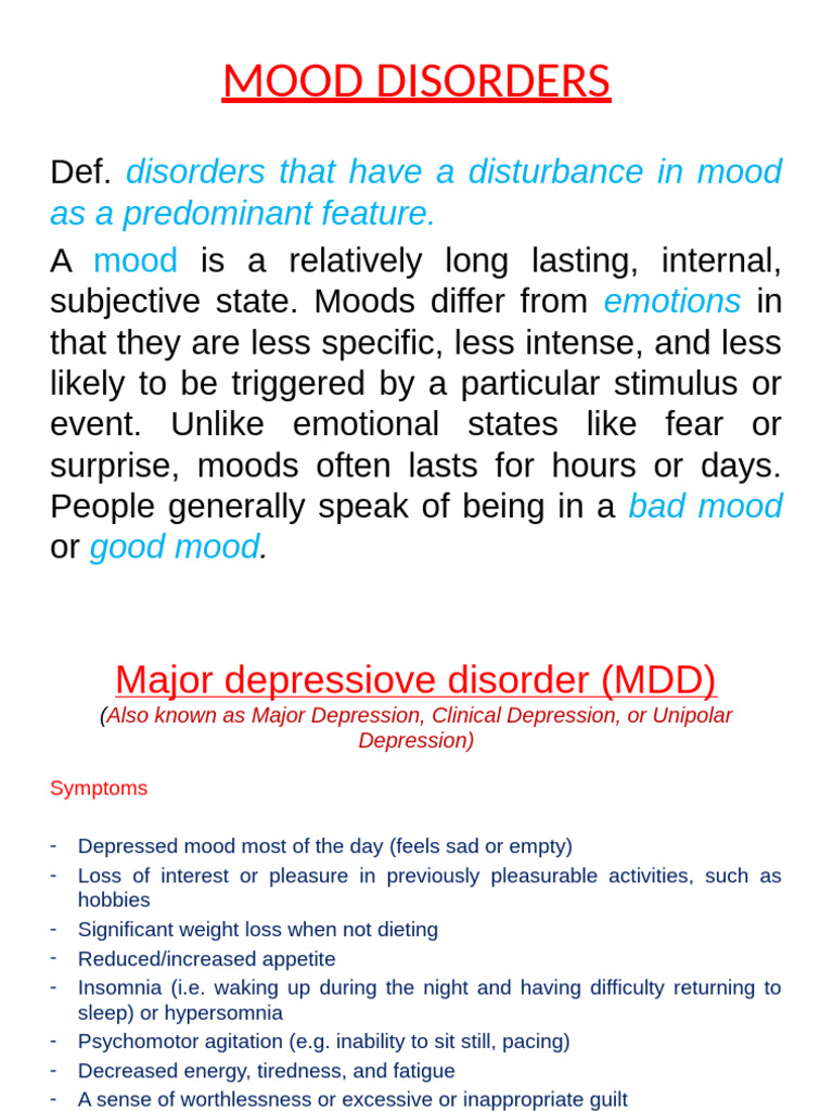 Understanding Mood Disorders: Types & Symptoms | PDF
