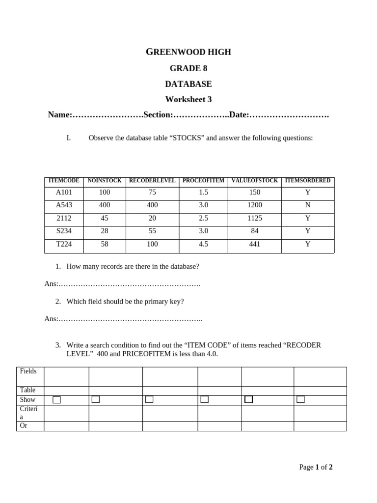Database WS 3 | PDF