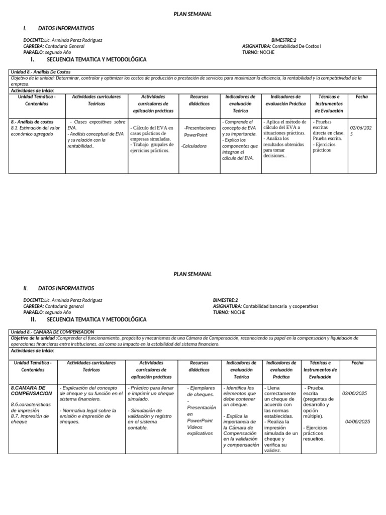 Plan de Clase 02 Actual 2 | PDF | Plan de estudios | Contabilidad